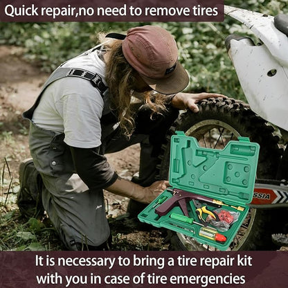 Tire Repair Kit With Plugs Mushroom Tire Plug Kit Tire Patch Kit Heavy Duty Professional Tubeless Tire Gun Puncture Kit for Tyre Punctures and Flats on Cars Motorcycles Trucks and Tractors (Brown)
