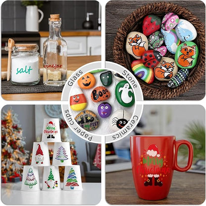 Purple Paint Markers, 5 Pack Oil-Based Waterproof Quick Dry Permanent Paint Pen Set for Rocks Painting, Wood, Fabric, Plastic, Canvas, Glass, Mugs, Metal, Tire, Stone, DIY Craft