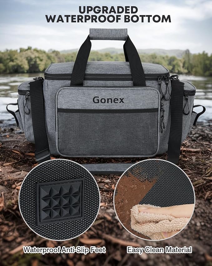 Gonex Fishing Tackle Bags for Saltwater & Freshwater, Fishing Gear Storage Bag with Water Resistant Bottom Suitable for 3600 3700 Size Tackle Box