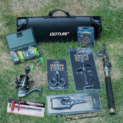Goture Fishing Rod and Reel Combos,1.8M-2.7M Telescopic Fishing Pole Spinning Reel Line Lures Set with Carrier Bag,Telescopic Rod Kit for Starter Travel Saltwater Freshwater Gear Gift