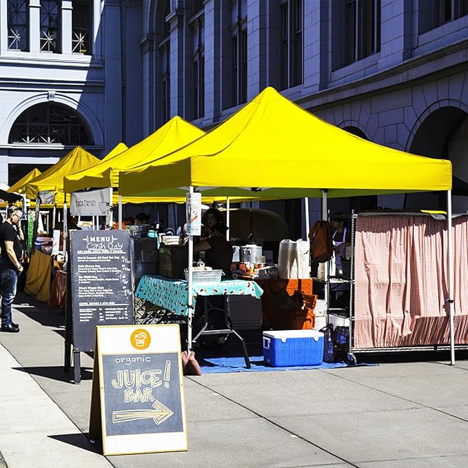 Pop Up Canopy Tent 10x10 for Outdoor Heavy Duty Commercial Instant Sun Shelter,with Wheeled Carry Bags,4Ropes and Stakes and 4 sandbags,Lemon Yellow