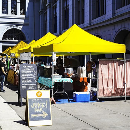 Pop Up Canopy Tent 10x10 for Outdoor Heavy Duty Commercial Instant Sun Shelter,with Wheeled Carry Bags,4Ropes and Stakes and 4 sandbags,Lemon Yellow