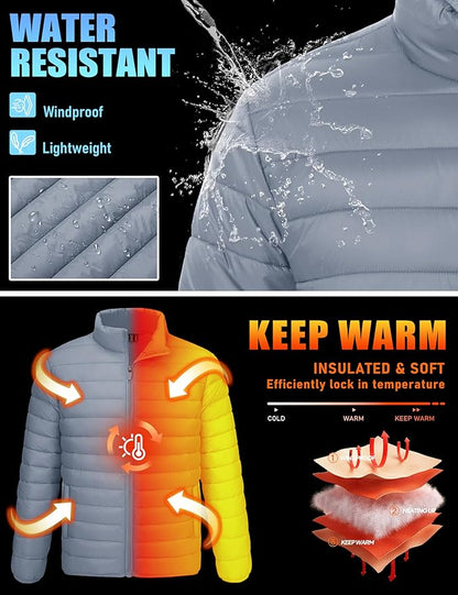 TACVASEN Men's Lightweight Puffer Jacket Winter Quilted Puffy Jackets Warm Water-Resistant Windproof Insulated Coats