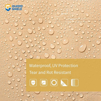 GUARD SHIELD Beige Tarp 12x20 Feet Large Tarps Heavy Duty Outdoor Tarpaulin Cover 12mil