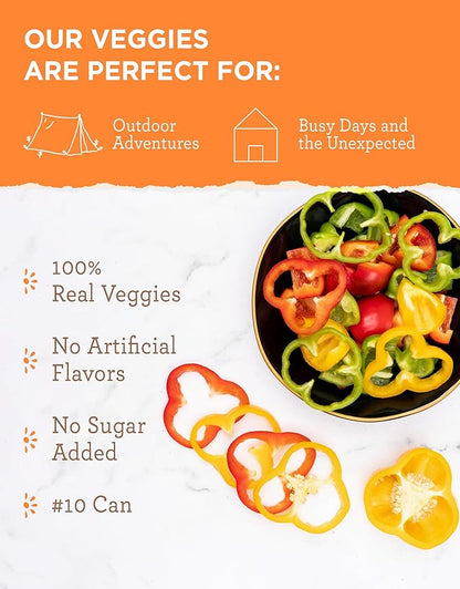 Simple Kitchen Dehydrated Red & Green Bell Peppers – 153 Servings for Family Meal Prep, Survival Canned Food, Gluten Free & Freeze Dried Bell Peppers for Camping Meals, Backpacking & Hiking, #10 Can