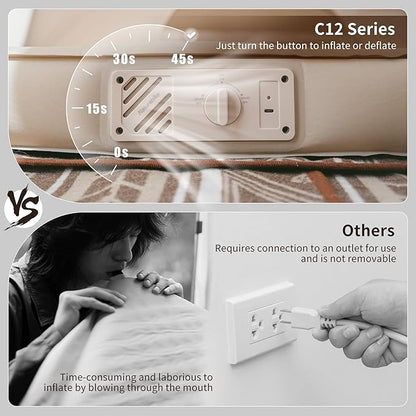 Naturehike 4.7’’ Thick Self Inflating Sleeping Pad with Built in Electric Pump, Double Foam Camping Mattress 2 Person, ISPO Award Winning Processes Foam, Camping Sleeping Pad for Tent, Car, Truck