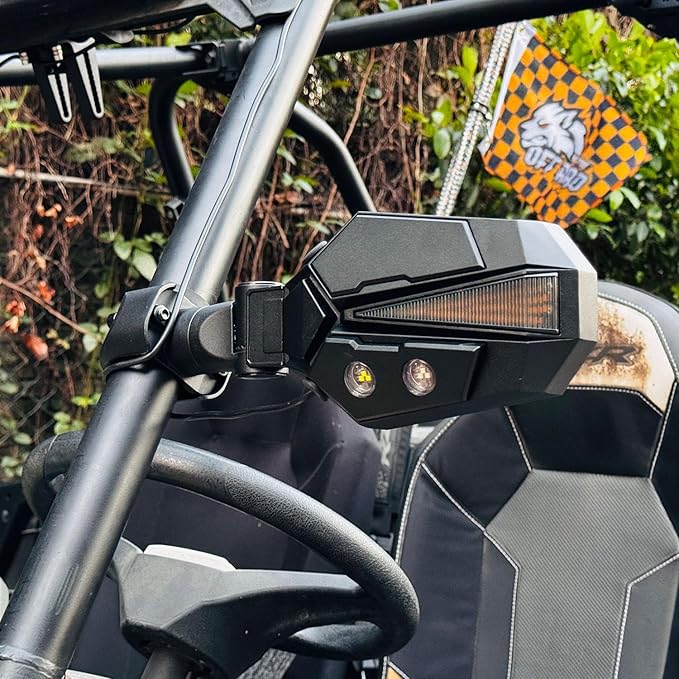 SUNPIE Mirrors for UTV w/LED Lights turn signals for Roll Bar 1.5 to 2inch Compatible with Polaris RZR Can-Am Pioneer Talon Kawasaki Teryx Mule, UTV Accessories Mirror