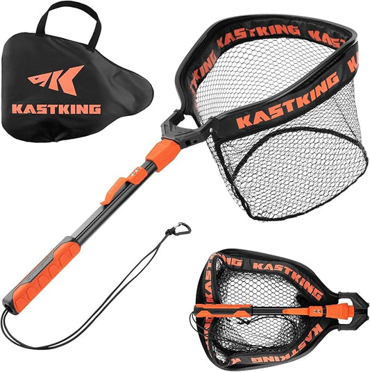 KastKing Titanet Fishing Net, Durable Aluminum Handle, Non-Slip Hi-Vis Grip, Compact Bag & Lanyard, Ideal for Kayak, Lake, Fly, or River Fishing, 2 Net Options