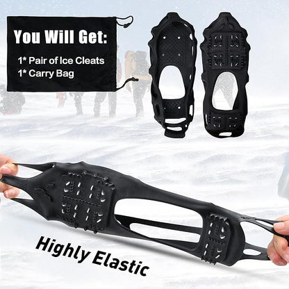 Ice Cleats Snow Traction Cleats Crampon for Walking on Snow and Ice Non-Slip Overshoe Rubber Anti Slip Crampons Slip-on Stretch Footwear