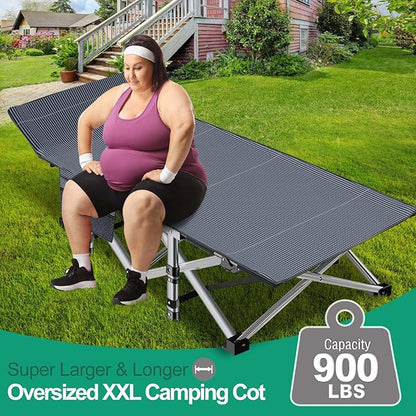 LILYPELLE Folding Camping Cot, Extra Wide Heavy Duty Sleeping Cots with Carry Bag, Double Layer Oxford Portable Travel Camp Cots for Home, Office Nap and Outdoor Beach