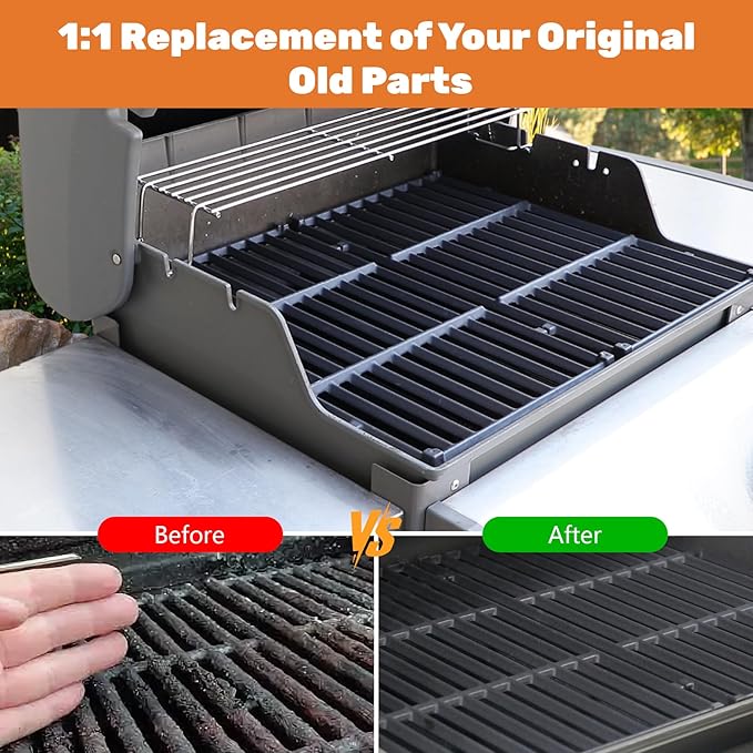 7638 Grill Grates for Weber Spirit 300 Series, E-310 E-330 S-310 S-315 17.5” Cast Iron Grates Replacement Parts for Weber Spirit 2 Burner Gas Grill, 2 Pack