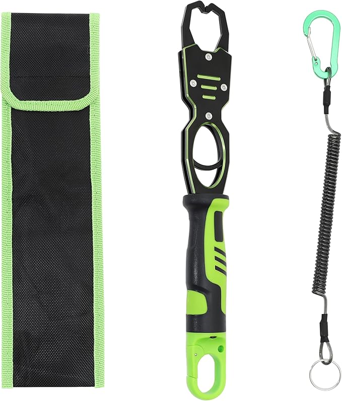 Fish Lip Gripper - 12.4" Aluminum Alloy Fish Grabber, Corrosion-Resistant Fish Holder for Saltwater, Max. 40lbs Scale with Non-retraction Jaws, Fishing Gear