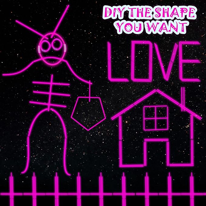 ILHSTY 100 pk 8'' Pink Glow Sticks Glow Necklaces In The Dark Party Favors Supplies Bright GlowSticks Bulk for Birthday Valentine Carnival Christmas Halloween 4th of July Neon Party (Pink*100)