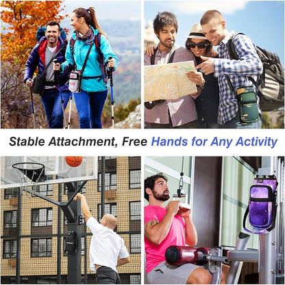 Nuovoware Water Bottle Carrier Bag,25oz/40oz/64oz Bottle Pouch Holder,Adjustable Shoulder Hand Strap 2 Pocket Sling Neoprene Sleeve Sports Accessories for Hiking Travelling Camping