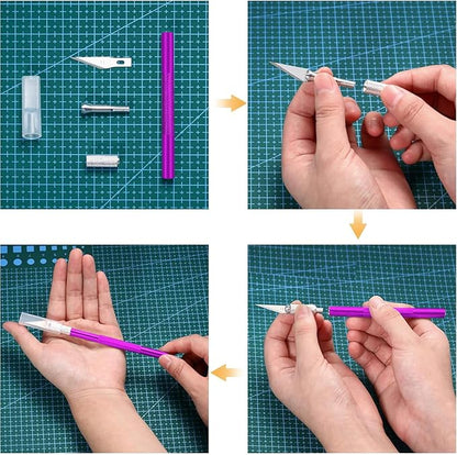 15 Pack Exacto Knife Set, Hobby Knife, Back to School Supplies Craft Knifes Kit for Art, Carving, DIY, Scrapbooking, Art, Cutting, Stencil(Purple)