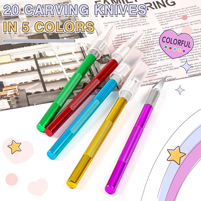 DIYSELF 20 Pack Exacto Knife - Craft Hobby Knife Precision Exactly Knife for Art, Crafting (Pink)