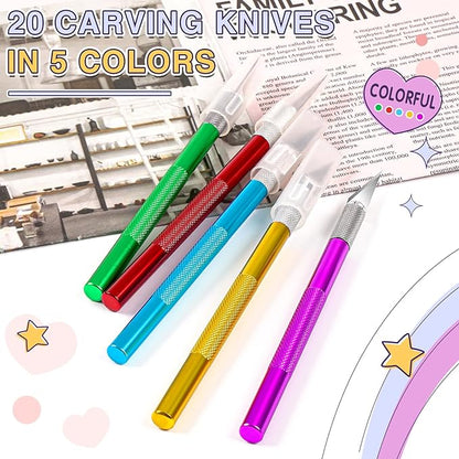 DIYSELF 20 Pack Exacto Knife - Craft Hobby Knife Precision Exactly Knife for Art, Crafting (Pink)