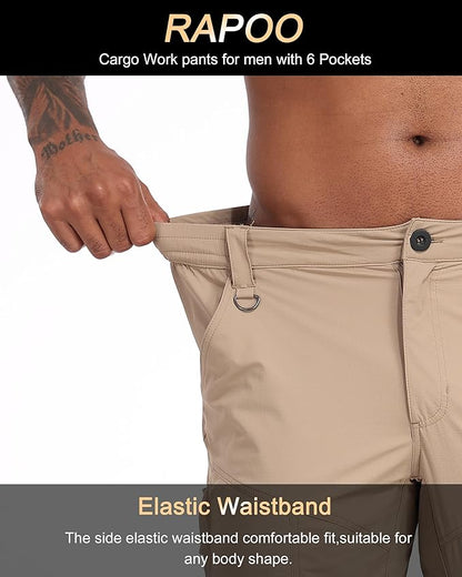 Rapoo Mens Hiking Pants Lightweight Water Resistant Breathable Nylon Cargo Pants with 6 Pockets