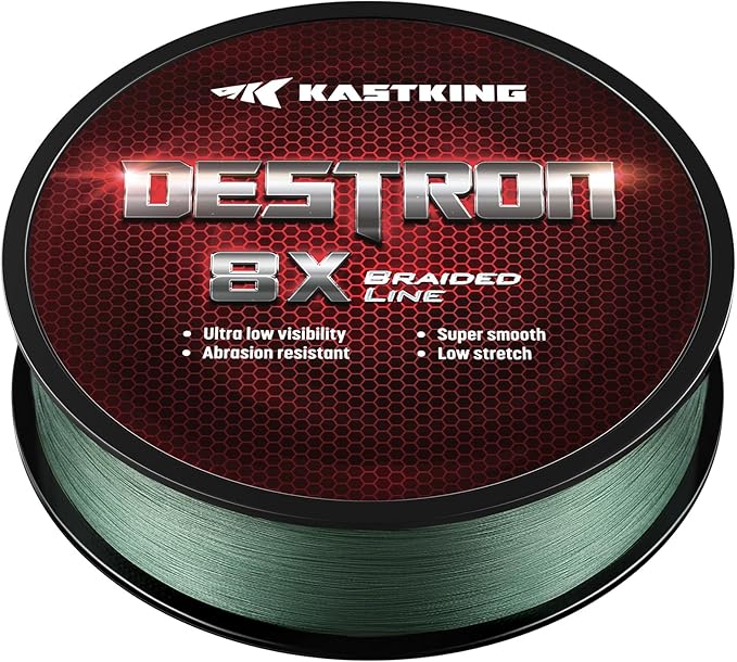 KastKing Destron Braided Fishing Line, Highly Abrasion Resistant, Improved Knot Strength, Ultra-Thin Diameter Superline, Zero Stretch & Memory, CFT “Color Fast Technology”, 75% Thinner Than Mono