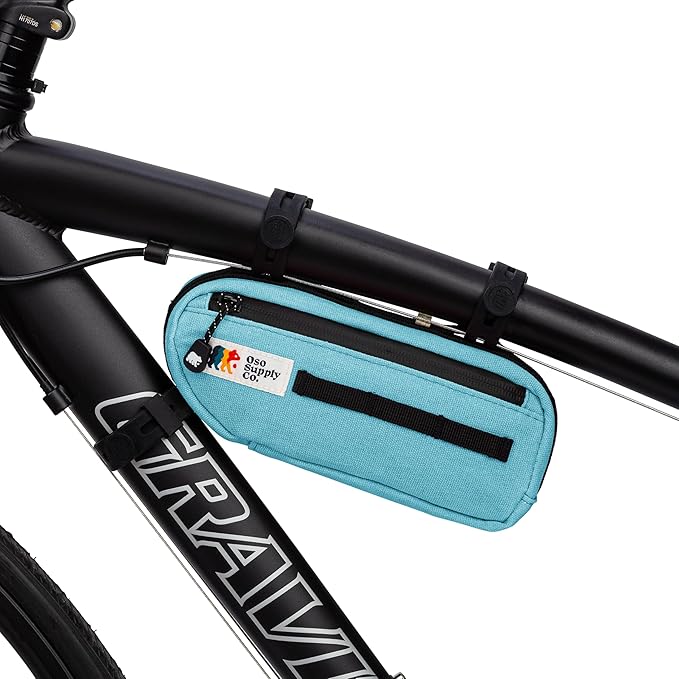 Waxed Canvas Frame Bag – Waterproof Zippers, Dual Storage Compartments, Adjustable Straps – Fits All Frame Sizes, Perfect for Cycling, Commuting, and Adventure Rides (Sky Blue)