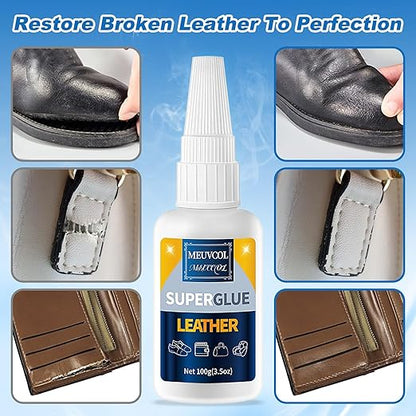 Super Glue for Leather - 100g Leather Glue Adhesive for Purses, Sofa, Shoe, and Furniture, Heavy Duty Waterproof Adhesive for Leathercraft, Upholstery, Faux Leather, Handbag, Leather Working
