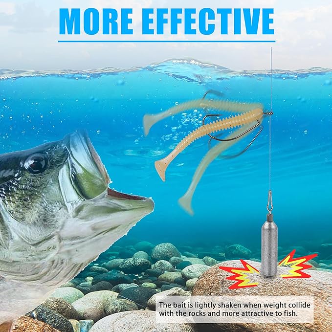 30 Pack Fishing Drop Shot Weights Lead Fishing Weights Pencil Skinny Sinkers with Barrel Swivels for Freshwater Bass Fishing