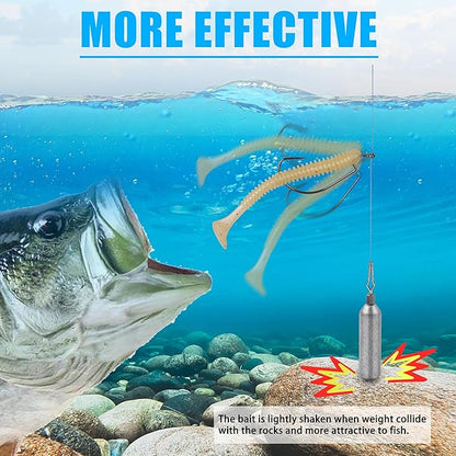 30 Pack Fishing Drop Shot Weights Lead Fishing Weights Pencil Skinny Sinkers with Barrel Swivels for Freshwater Bass Fishing