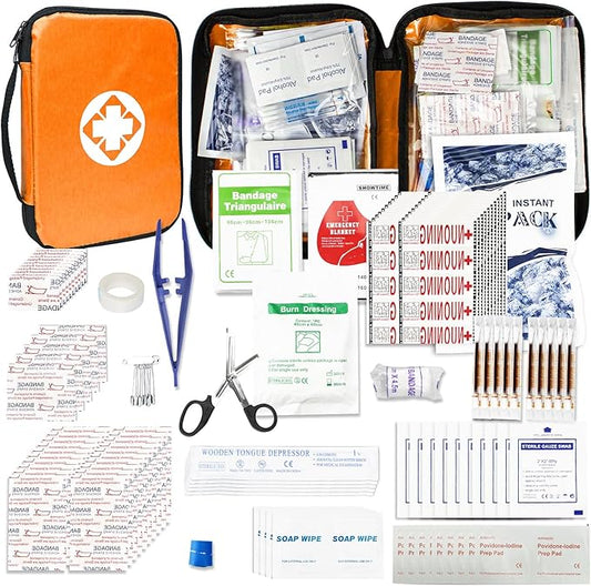 300Piece Portable First Aid Kit Refill Supplies for Car Mini Caming Emergency First Aid Kits Hiking Survival Essential for Outdoor Adventure Emergency Case, Orange 1st Aid