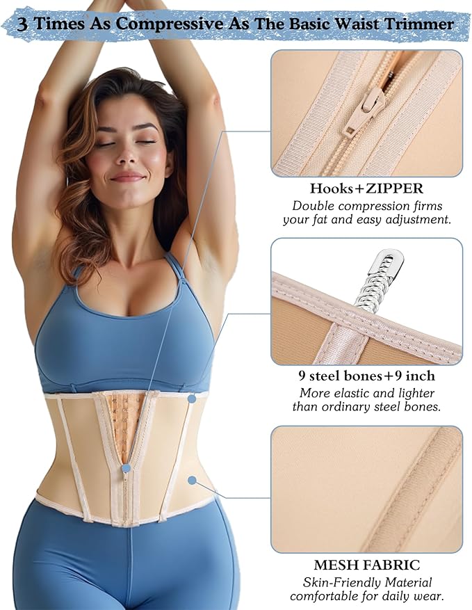 Short Torso Waist Trainer for Women Lower Belly Fat, Workout Fajas Colombianas Waist Cincher Corset