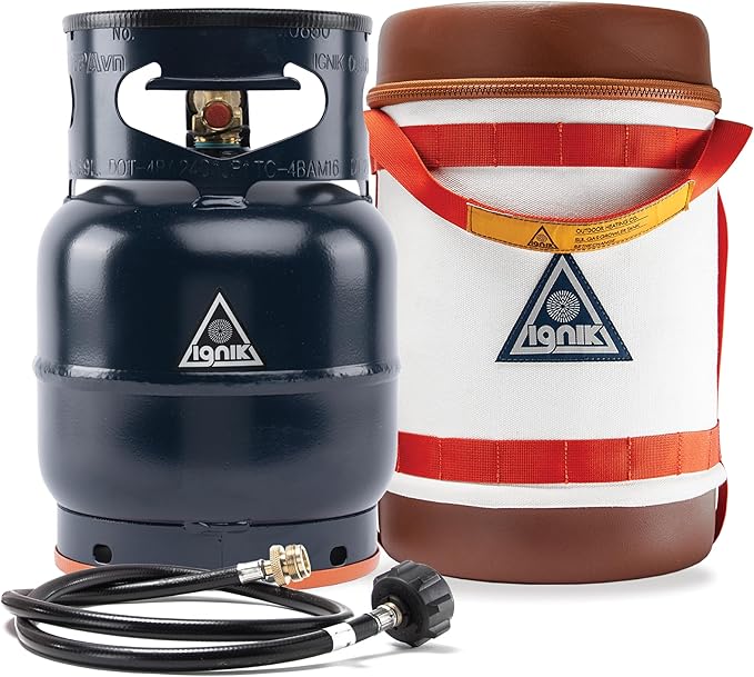 Ignik Refillable Gas Growler Deluxe 5-Pound Propane Tank with Carry Case and Adapter Hose