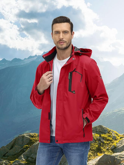 MAGCOMSEN Men's Lightweight Windbreaker Rain Jacket Raincoat with Detachable Hood for Hiking Fishing Activewear