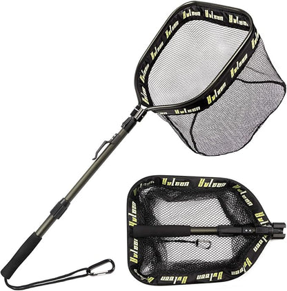 YVLEEN Floating Fishing Net - Folding Fishing Landing Net with Rubber Coating Mesh for Easy Fish Catch and Release, Fishing Net for Freshwater and Saltwater