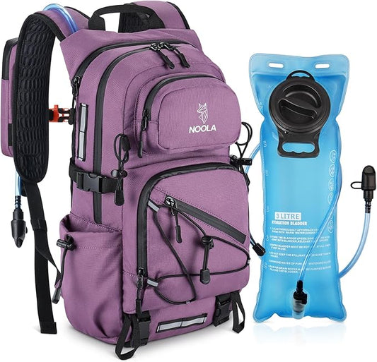 NOOLA Hydration Backpack with 3L Water Bladder, 22L Water Backpack for Hiking Cycling Running Biking, Lightweight Hiking Pack (Purple)