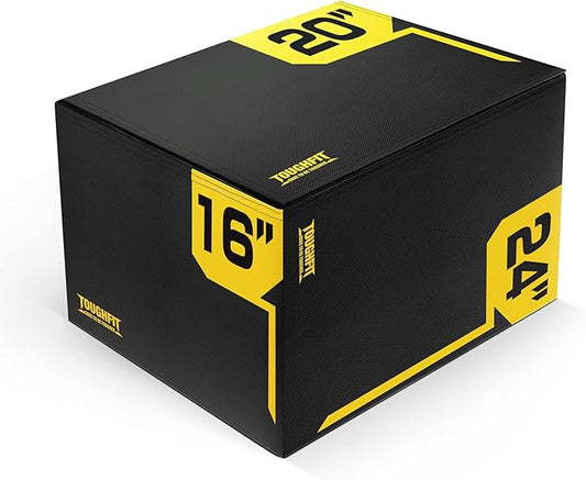 ToughFit Plyo Box - 3 in 1 Foam Plyometric Box - Jump Box for MMA, Crossfit - Adjustment Height Plyometric Jump Box for Home Gym - PVC Cover Platform & High-Density Workout Box