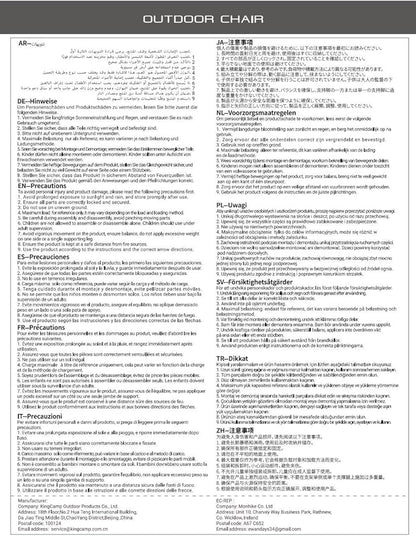 KingCamp Camping Foldable Padded Director Arm Chair with Side Table and Pocket, Grey