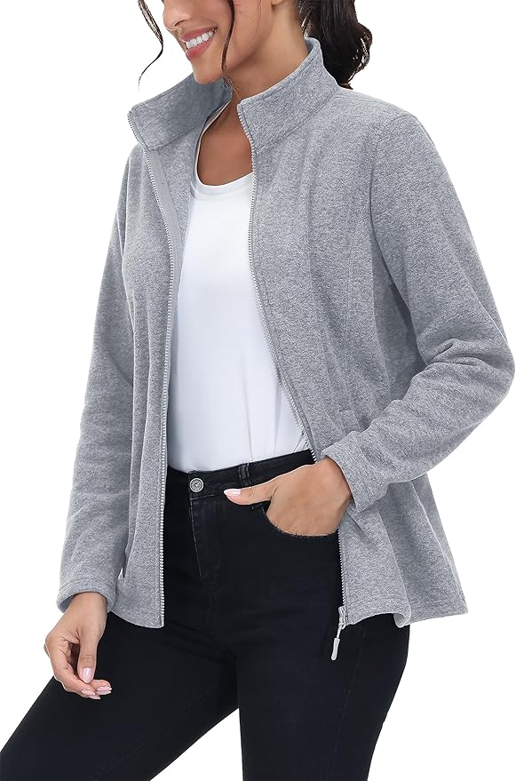 MAGCOMSEN Fleece Jacket Women Zip UP Lightweight Soft Polar Warm Winter Jackets for Women with Pockets Outdoor Hiking