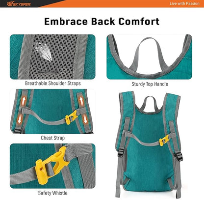 SKYSPER 15L/20L Foldable Hiking Backpack Lightweight Packable Travel Daypack with Chest Strap Small Folding Pack for Walking
