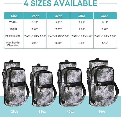 icolor Water Bottle Carrier Bag with Strap 25/32/40 oz Crossbody Bottle Holder with Phone Pocket Sling Sleeve Insulated Neoprene Water Bottle Pouch for Walking Travelling