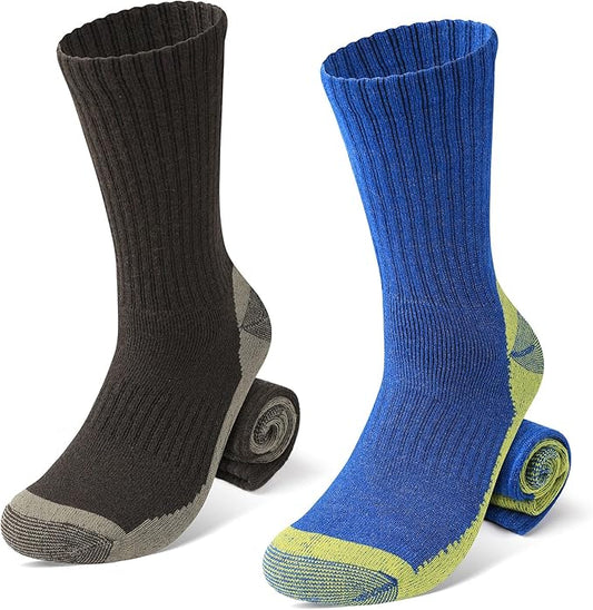 Wool Hiking Socks for Men - Women Lightweight Crew Merino Wool Socks with Cushion for Camping Hunting Work,4 pack