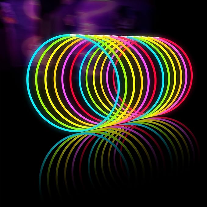 Glow Fever Glow Sticks Bulk 100ct 22'' Glow Necklaces with Connectors, Neon Light Sticks for Party Festivals Raves Concert Birthday Wedding, Multicolor