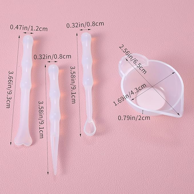 21 Pcs Silicone Mold Cup Dispenser Set, Mini Measuring Mixing Bowls with Spoon Glue Stick Small Scraper, Color Modulation Tools for DIY Epoxy Resin Craft