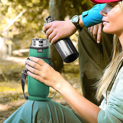 Nuovoware Water Bottle Carrier Bag,25oz/40oz/64oz Bottle Pouch Holder,Adjustable Shoulder Hand Strap 2 Pocket Sling Neoprene Sleeve Sports Accessories for Hiking Travelling Camping