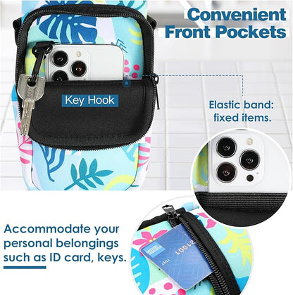 Nuovoware Water Bottle Carrier Bag,25oz/40oz/64oz Bottle Pouch Holder,Adjustable Shoulder Hand Strap 2 Pocket Sling Neoprene Sleeve Sports Accessories for Hiking Travelling Camping