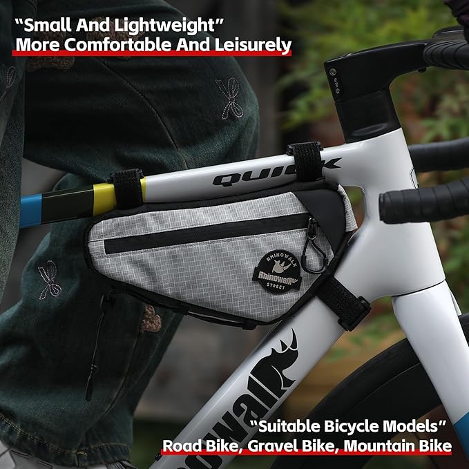Rhinowalk Bike Frame Bag Under Top Tube Bag Bicycle Triangle Bag with Side Pockets Storage Pouch for Road Mountain Bike