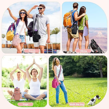 Water Bottle Carrier Bag with Strap, Sling Bag for Walking, Hiking, Cycling, Black, 40 Ounces