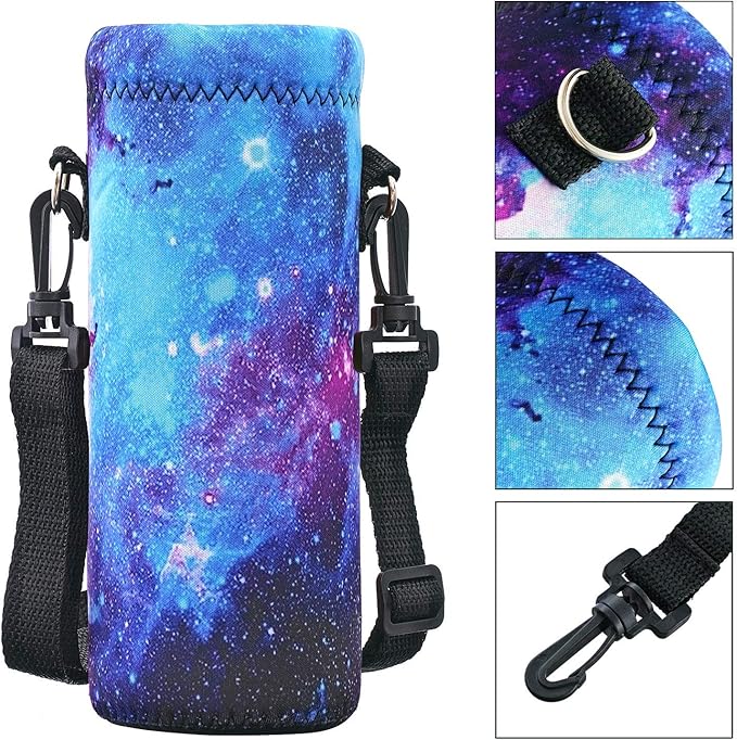 RICHEN Neoprene Water Bottle Carrier Bag with Adjustable Shoulder Strap,Insulated Water Bottle Cover for Stainless Steel/Glass/Plastic Bottles
