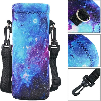 RICHEN Neoprene Water Bottle Carrier Bag with Adjustable Shoulder Strap,Insulated Water Bottle Cover for Stainless Steel/Glass/Plastic Bottles