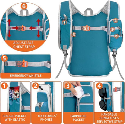 Seektop Small Hiking Backpack 12L to 15L Expandable Travel Packable Waterproof Daypack Lightweight Hiking Bag for Women Men