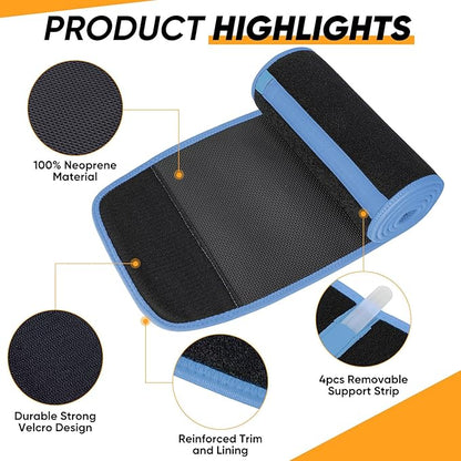 APEXUP Sweat Waist Trainer for Women and Men, Neoprene Waist Trimmer Belt Slimming Sweat Band with Removable Lumbar Support