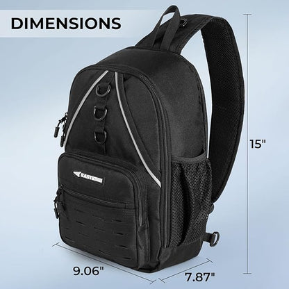 KastKing Karryall Sling Tackle Bag–Fishing Sling Pack,Fishing Backpack With Rod Holder,MOLLE System,Soft Bait & Gear Storage